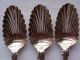 Antique 3 Solid Silver London 18th C Middle Marks Shell Tea Spoons Teaspoons Other photo 2