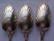 Antique 3 Solid Silver London 18th C Middle Marks Shell Tea Spoons Teaspoons Other photo 3