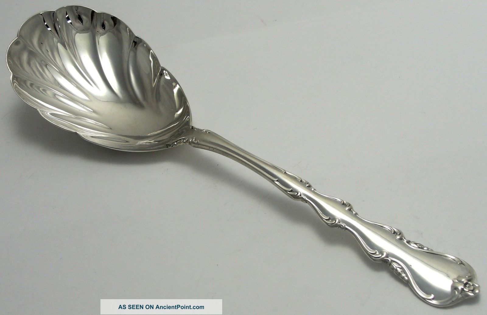 International Sterling Silver Scalloped Serving Spoon Angelique Pattern 9 - 1/4 