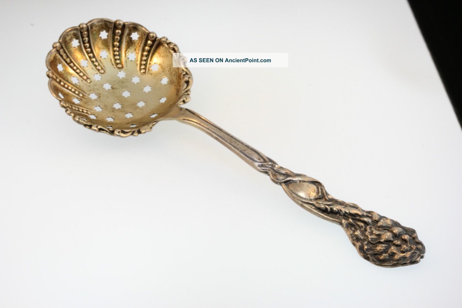 Antique Sterling Silver Victorian Style Cut - Out Star Condiment Serving Spoon Other photo