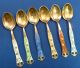 Box Set Of 6 Sterling & Enameled Demitasse Spoons Other photo 3