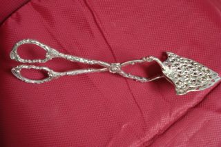 Vintage Decorative Sterling Silver Tongs Serving Piece photo
