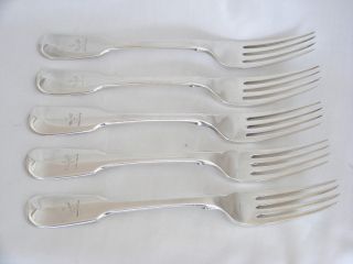 Set 5 George Iv Solid Silver Dinner Forks–1824 London photo