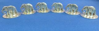 Elephant Figural English Sterling Set Of 6 Place Card Holders photo