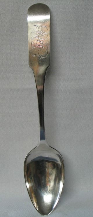 David John Burger Antique Coin Silver Tablespoon Serving Spoon New York C.  1805 photo