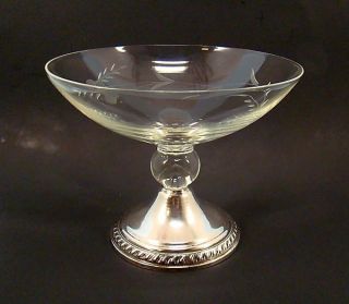 Elegant Sterling Silver Cut Glass Compote Crystal Candy Nut photo