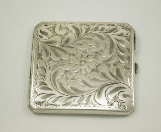 Sterling Silver Powder Compact Square Flower & Leaf Scrolls Birks photo