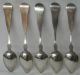 Lowell & Senter American Coin Silver Teaspoon Set Of 5 Portland Maine C.  1837 - 69 Other photo 3