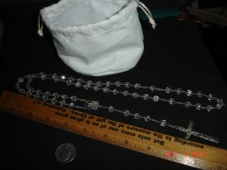 Sterling Silver Rosary With Cut Crystal Beads Vintage 21 Inches Long photo