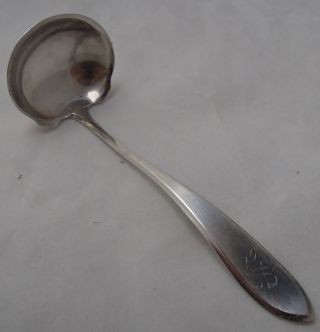 1 Antique Sterling Silver Small Cream Ladle Monogramed photo