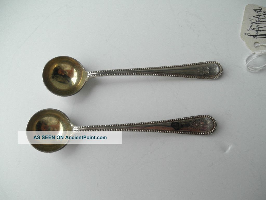 Sterling Silver Pair Salt Spoons Victorian Other photo