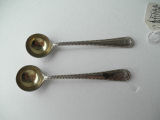 Sterling Silver Pair Salt Spoons Victorian photo