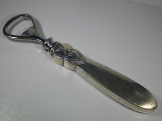 Antique Georg Jensen Sterling Handle Cactus Pattern Bottle Opener 6 - 3/8 