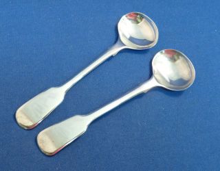 English Sterling 2 Georgian Master Salt/condiment Spoons - 1823 photo