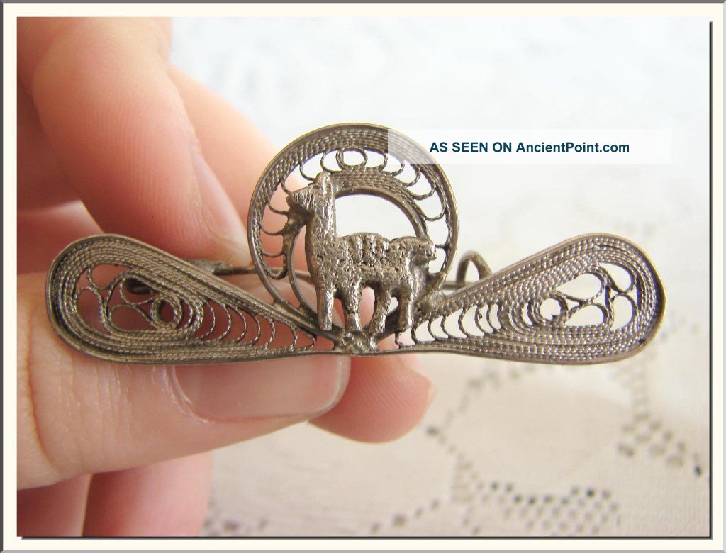 Antique Peruvian Filigree Sterling Silver Brooch.  Visit My Store Other photo