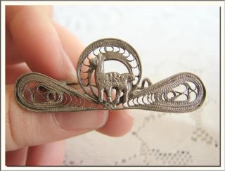 Antique Peruvian Filigree Sterling Silver Brooch.  Visit My Store photo