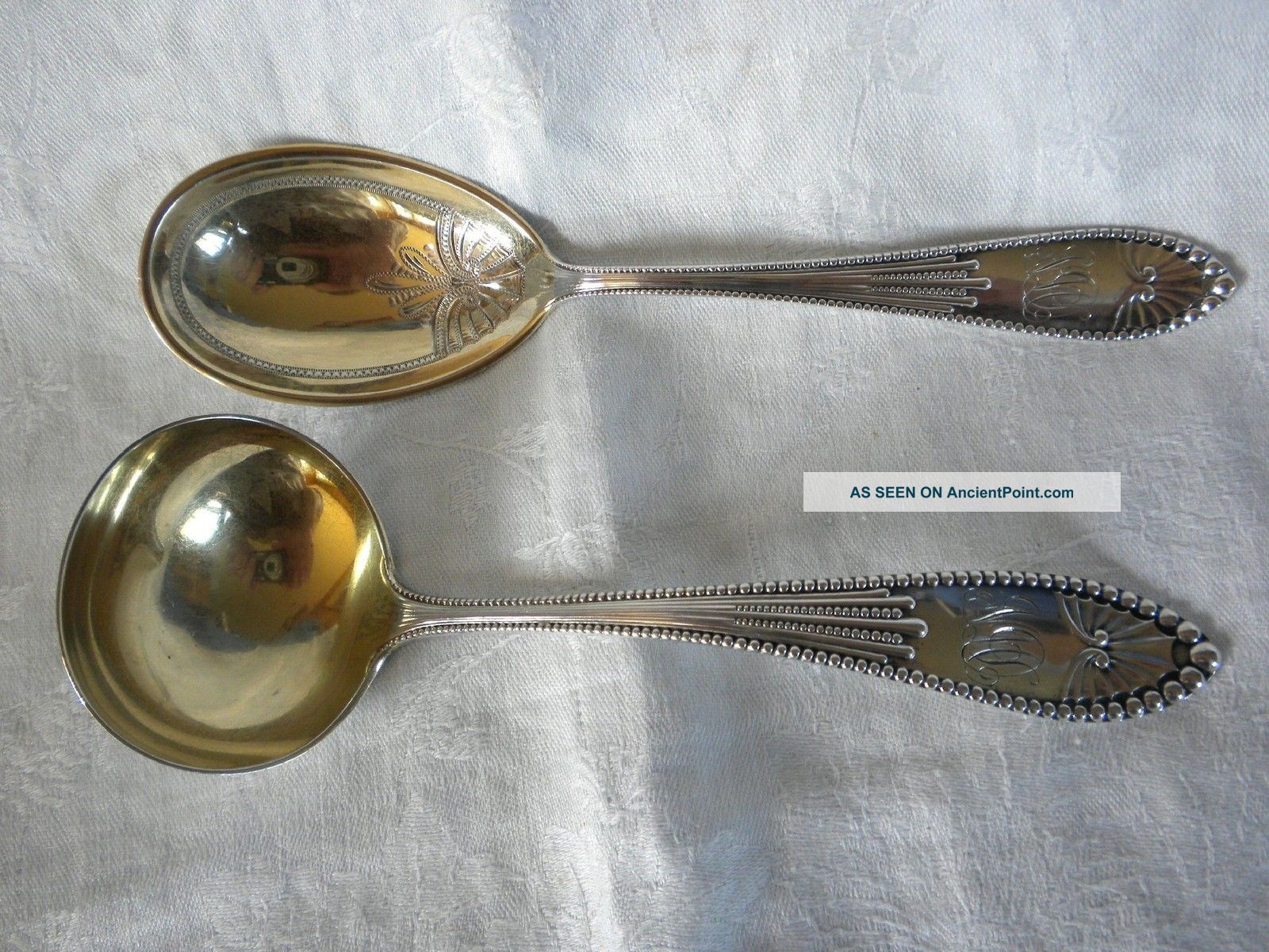 Gorham Sterling Chippendale Sugar Shell And Gravy Ladle W Storage Box Other photo