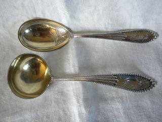 Gorham Sterling Chippendale Sugar Shell And Gravy Ladle W Storage Box photo