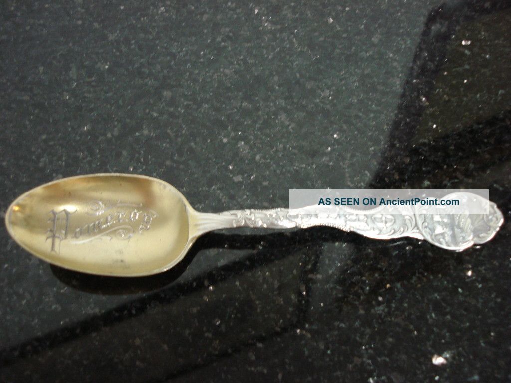 Sterling Silver Engraved Pomeroy Ohio Spoon Gold Plate Other photo