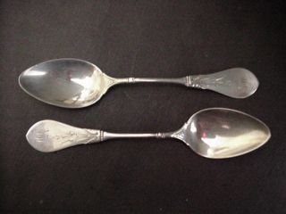 Two Matching Antique Sterlingteaspoons Tipt By Gorham photo
