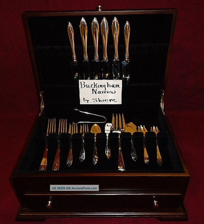 Buckingham Narrow By Shreve Sterling Silver Flatware Set Service 39 Pieces Other photo