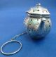 Very Unusual Sterling Fancy Flower Design Tea Pot Large Tea Ball Other photo 2