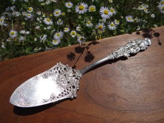 Antique German Silver Cake Pie Server Boy And Girl By Cabin Ornate Design photo