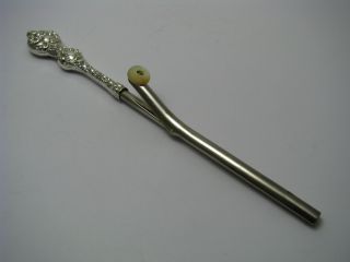Steel Heir Curling Iron W/sterling Silver Handle W/mother - Of - Pearl Usa Ca1900 ' S photo