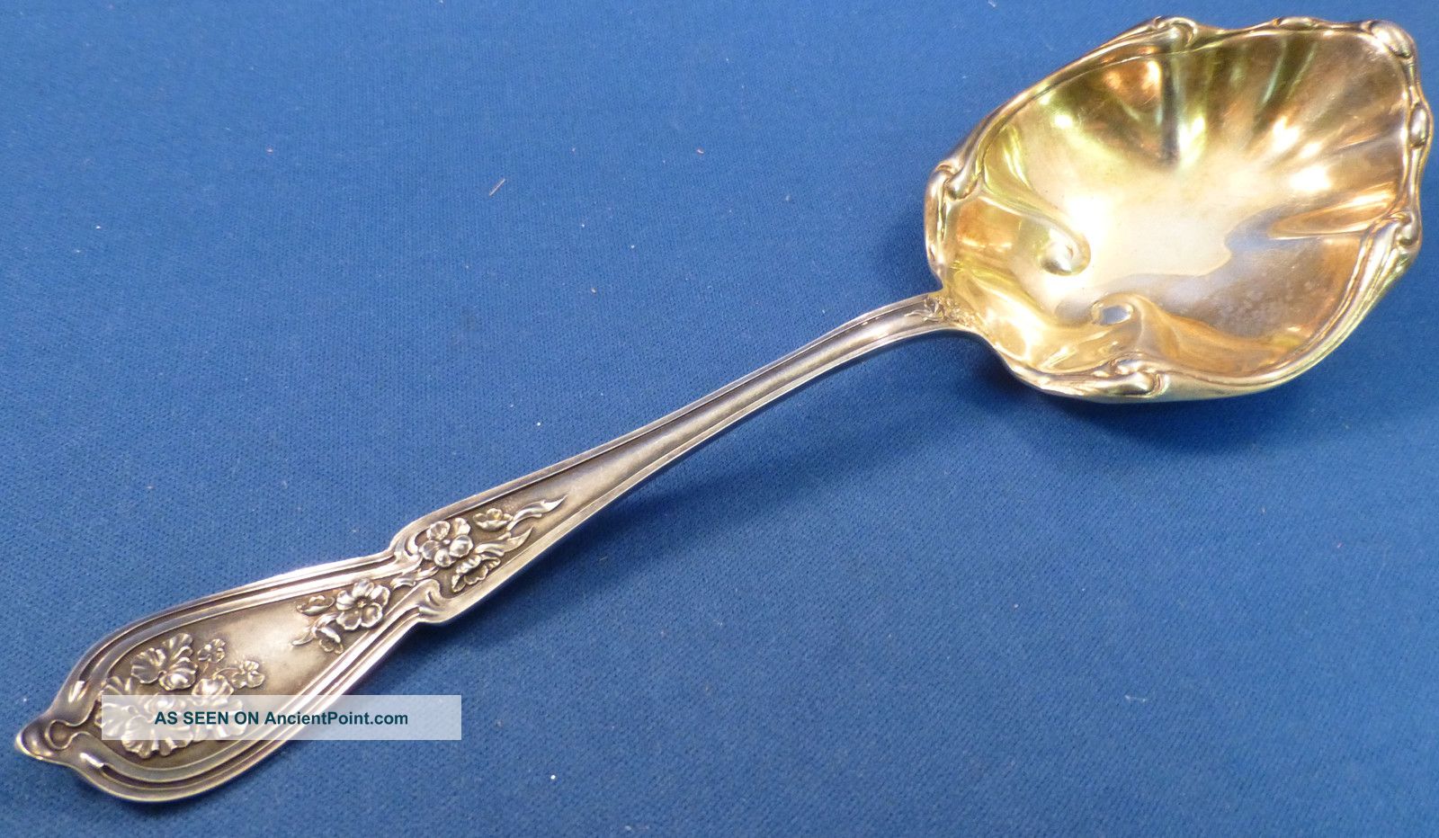 Very Pretty Sterling Small Berry Spoon With Gold Washed Bowl Other photo
