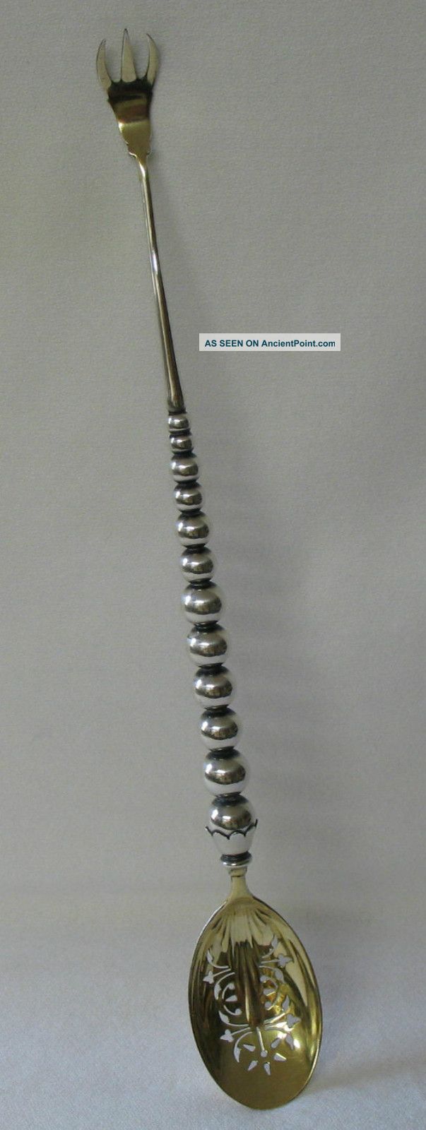 Gorham Sterling Silver Combination Olive Fork And Pierced Spoon Ascending Bead Other photo