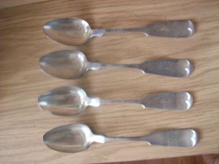 Set Of 4 Large Sterling Silver 925 Antique Spoons 6.  65 Ounces - 19th Century photo
