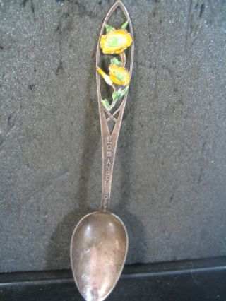 Sterling Vintage Los Angeles Spoon With Golden Poppies Enameled In Handle photo