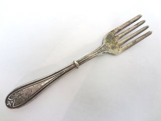 Antique Sterling Silver Small Tiny Mini Baby Fork 1800s Victorian Vintage Rare photo