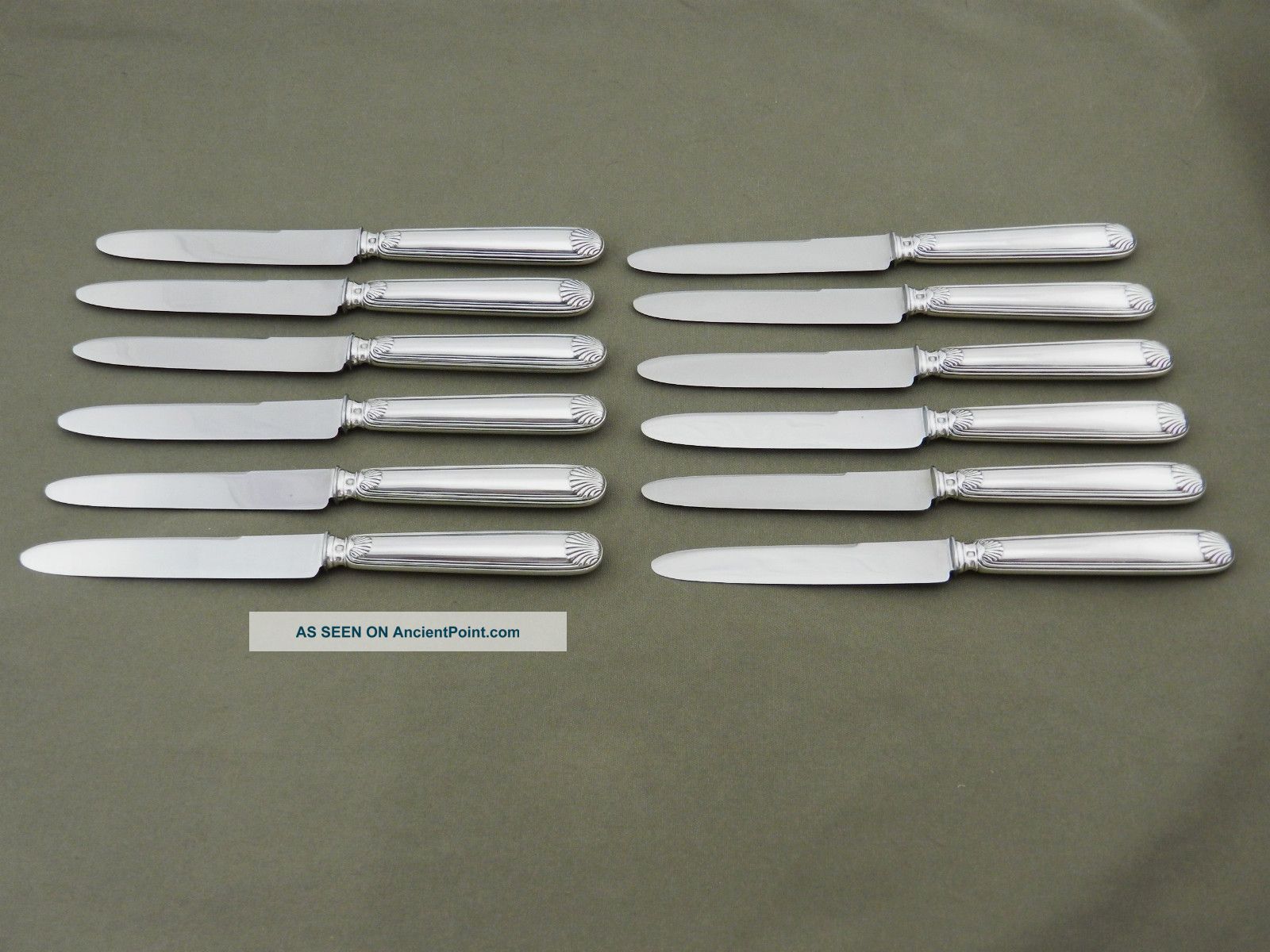 French Sterling Silver Set Of 12 Dessert Knives Décoration : Shell Other photo