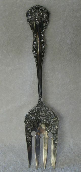 Cleone International C.  1900 Sterling Silver Cold Meat Serving Fork photo