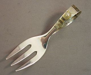 Oriental Designed Curved Handle Sterling Baby Fork photo