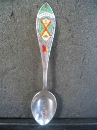 Sterling Vintage Montreal Canada Enameled Handle Souvenir Spoon 4 3/4 