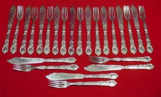 Wilkens 800 Silver Fish Set 24 Pieces Cat Tails Flat All - Silver photo