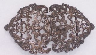 Ornate Silver Sash Buckle W/cherubs Angels Putti Kerr photo