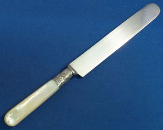 Mother Of Pearl & Sterling Handle 4 Knives - 8 3/8 - photo