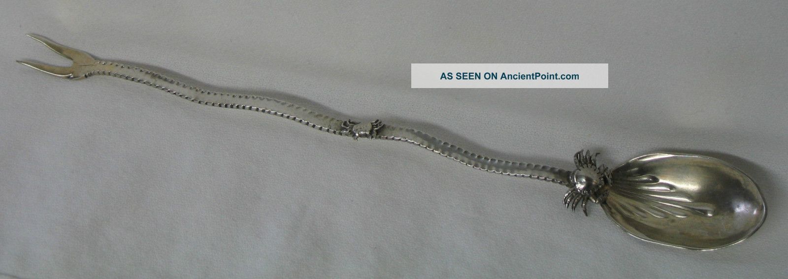 Gorham Sterling Silver Combination Olive Spoon Fork Applied Crab Aesthetic Other photo