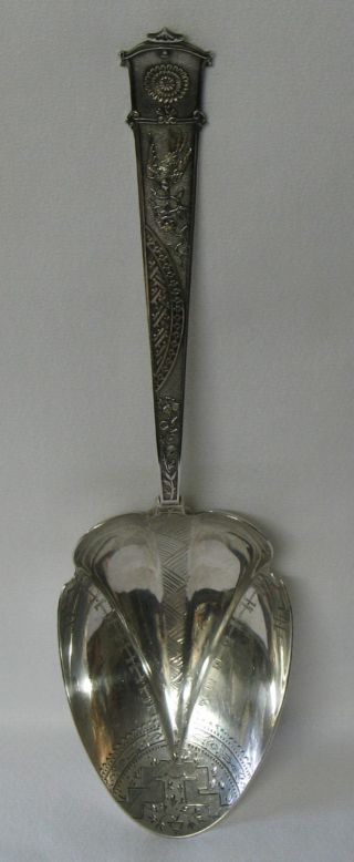 Gorham Japanese Sterling Silver Large Berry Spoon Bright Cut photo