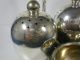 Antique Elkington Silverplate 3 - Part Footed Cruet Server With Spoon Other photo 3