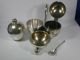 Antique Elkington Silverplate 3 - Part Footed Cruet Server With Spoon Other photo 6