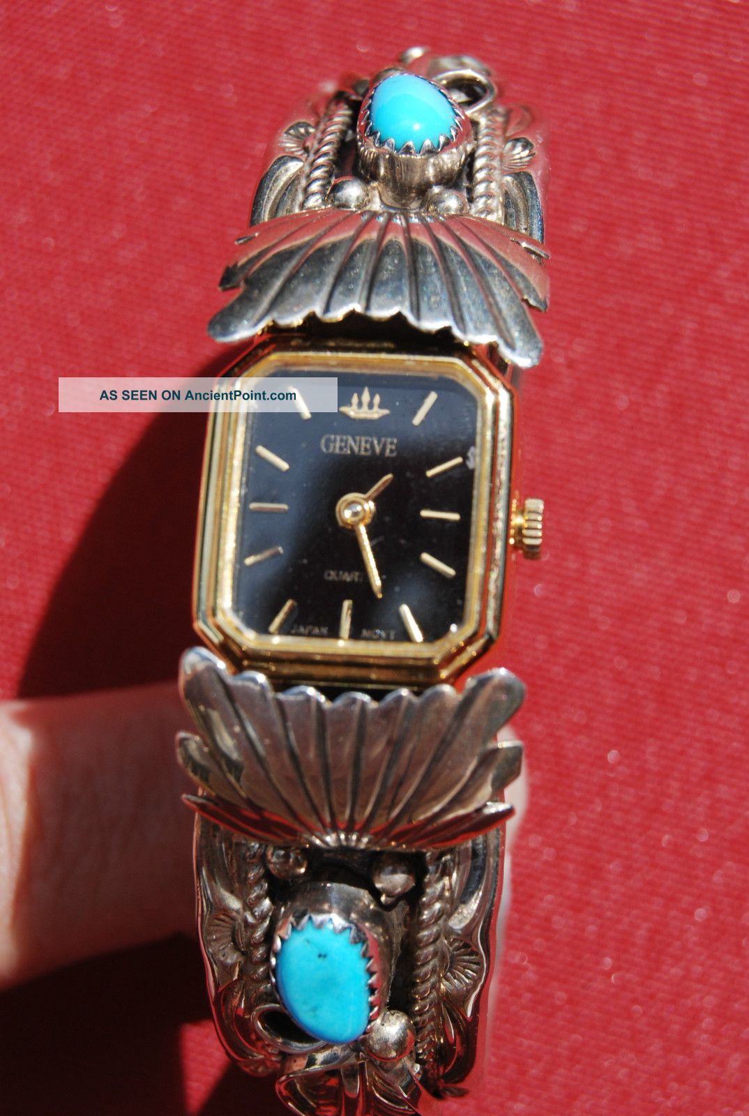 Sterling Womans Watch - Quartz - Sterling Band With Turquoise - Made By Jj Other photo