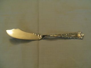 Wonderful Antique Sterling Silver Butter Knife W/ Embossed Scroll Design photo