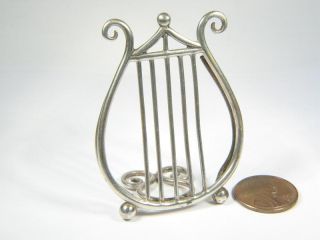 Antique English Silver Lyre Shape Menu Holder C1901 photo