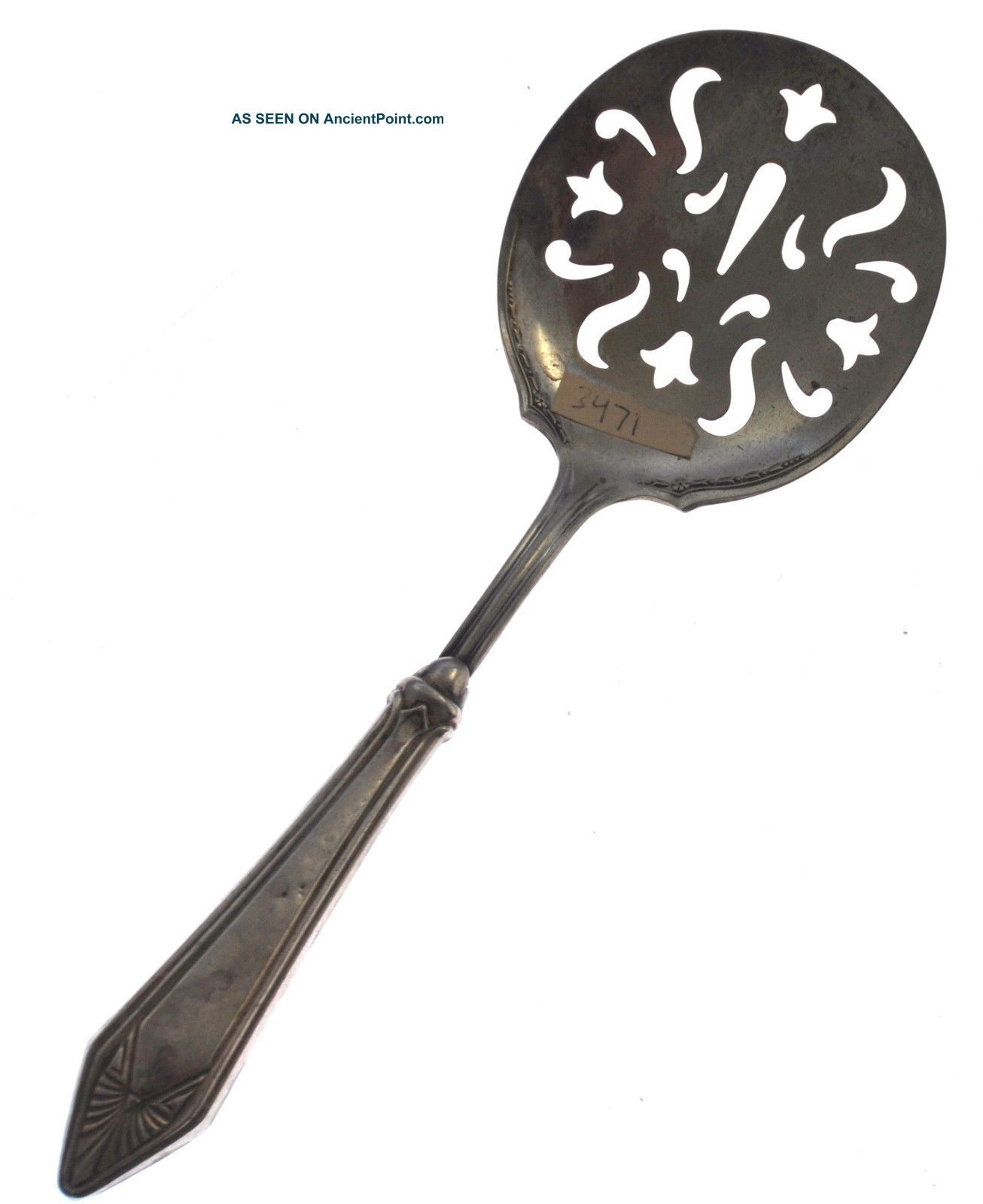 Sterling Silver Handle Tomato Serving Spoon Pierced Classic 8 1/2 Inches Other photo