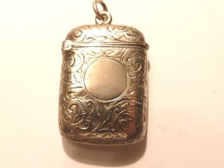 Solid Silver Minature Chatelain Vesta Case 1895 Birmingham photo