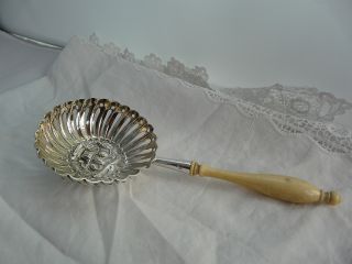 Antique Dutch Solid Silver Pierced Serving Spoon,  Very Decorative photo